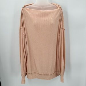 We The Free Sweater Womens L Peach Main Squeeze L/S Knit Oversized Boatneck Top